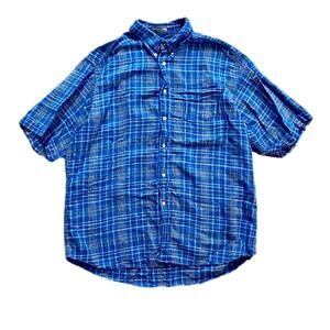 Arnold Palmer Sportswear Vintage Blue Plaid Linen Golf Shirt Mens XLarge